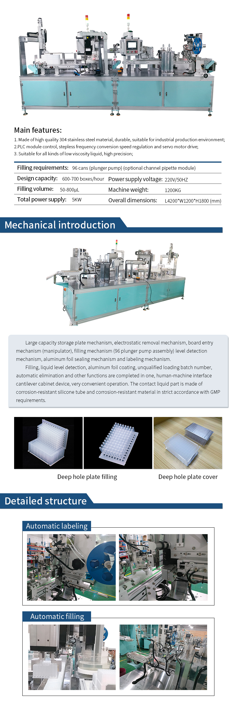 Automatic Filling Machine-96 Deep Hole Automatic Filling and Labeling Machine