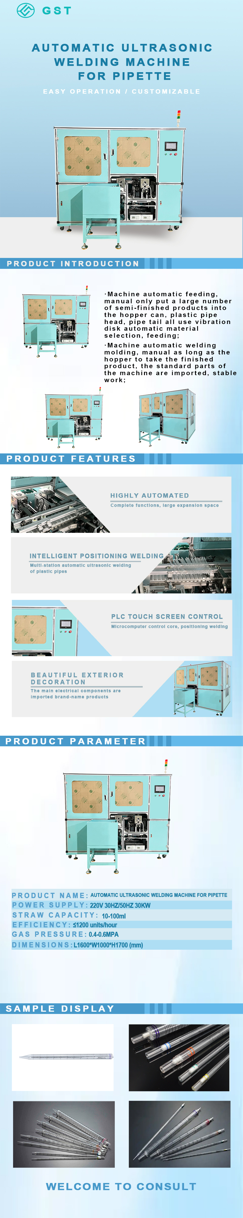Equipos de automatización - Máquina de soldadura ultrasónica para pipetas