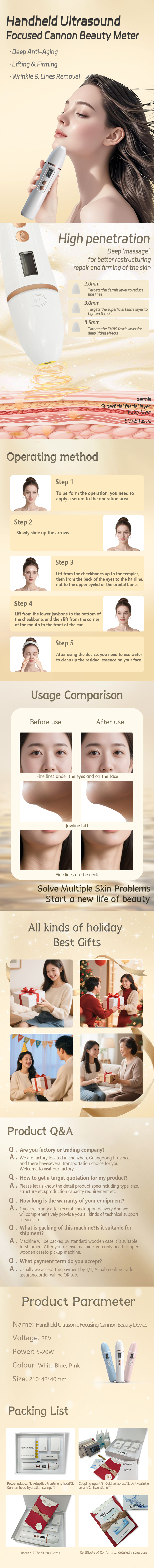 Smart home handheld ultrasound focused beauty instrument