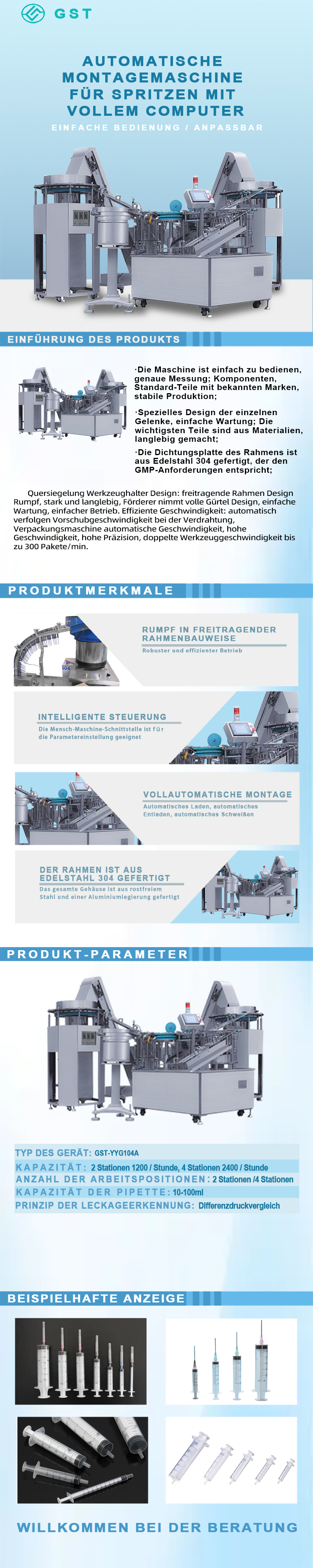 Automatische Montagemaschine – voll computerisierte automatische Spritzenmontagemaschine Automatische Montagemaschine – voll computerisierte automatische Spritzenmontagemaschine
