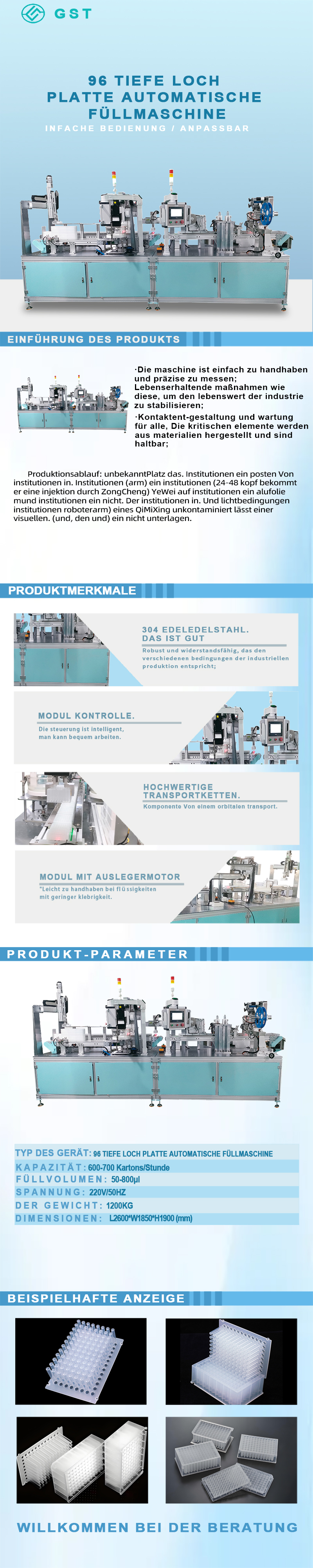 Automatische Abfüllmaschine--96 Tiefloch-Automatische Abfüll- und Etikettiermaschine