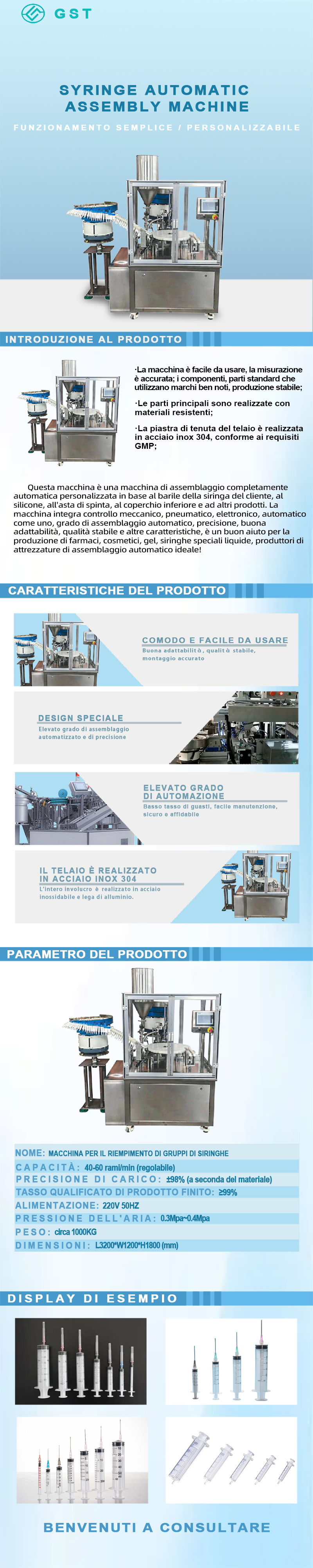 Macchina automatica per l'assemblaggio - Macchina automatica per l'assemblaggio di siringhe