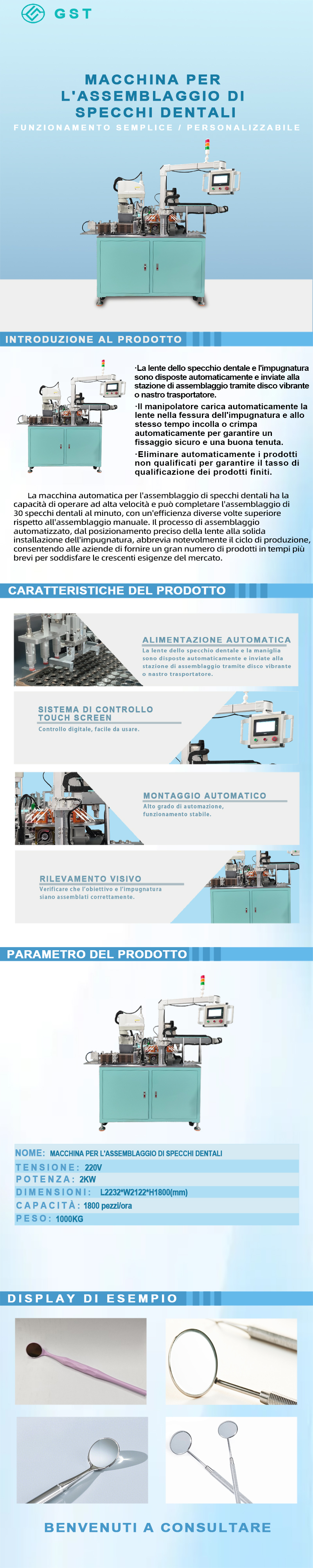 Macchina automatica di montaggio - Specchio orale dentale Macchina automatica di montaggio