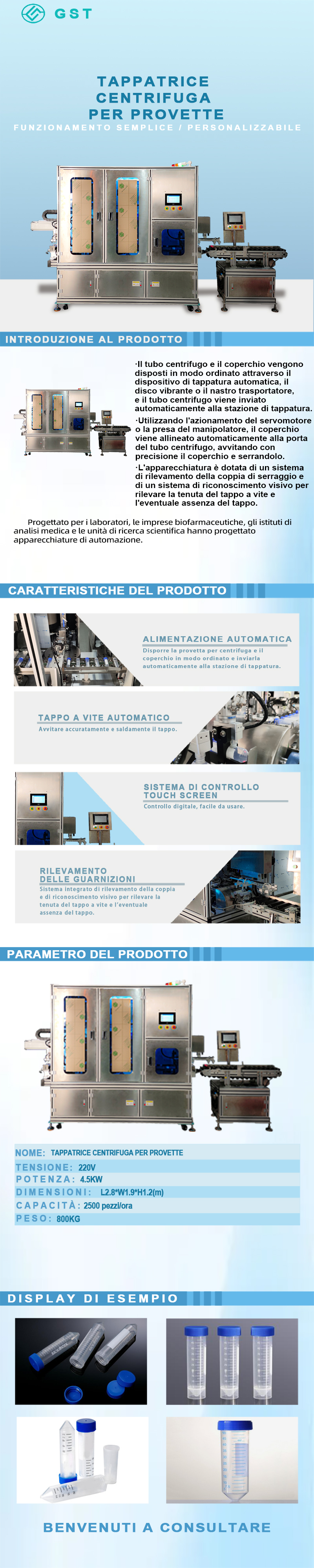 Macchina di assemblaggio automatica - macchina tappatrice automatica per provette da centrifuga