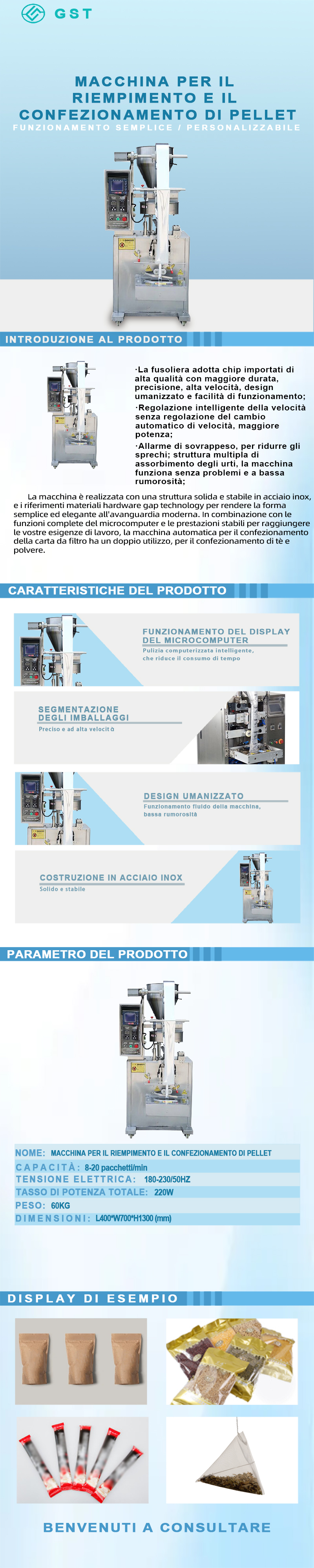 Macchina automatica per l'imballaggio - Macchina per l'imballaggio di contenitori di pellet