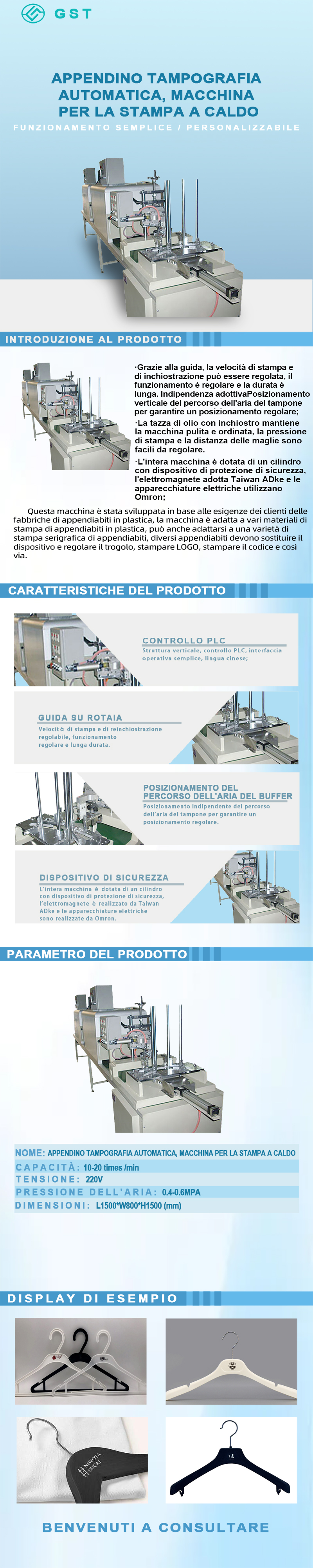 Macchina automatica per stampa a tampone - Gruccia per vestiti Macchina automatica per stampa a tampone e stampa a caldo