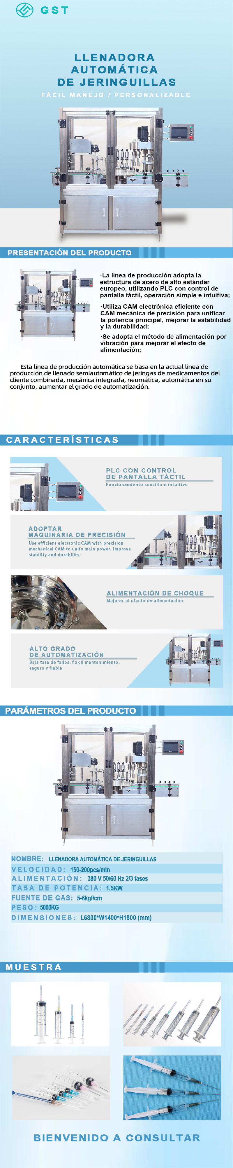 Máquina llenadora automática de jeringas