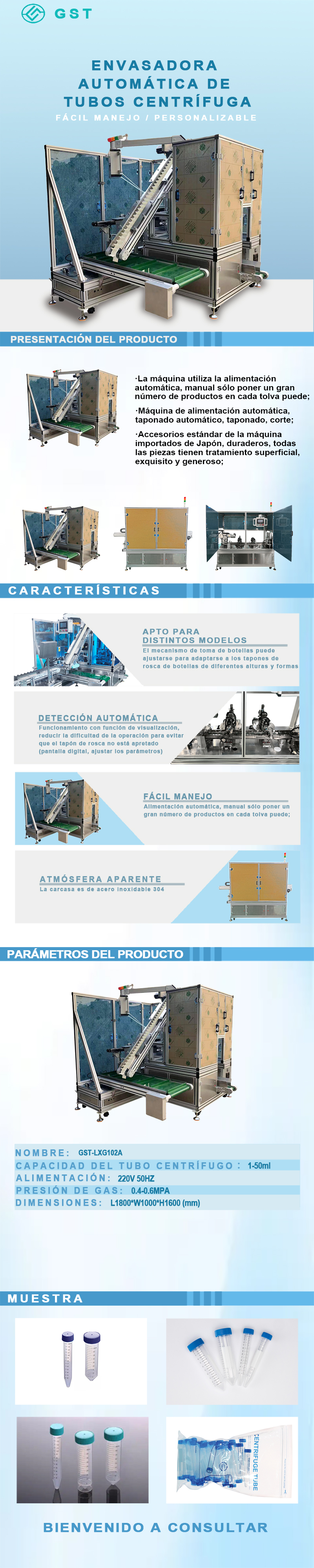 Máquina envasadora automática - Máquina envasadora centrífuga con tapado automático de tubos Máquina envasadora automática - Máquina envasadora centrífuga con tapado automático de tubos