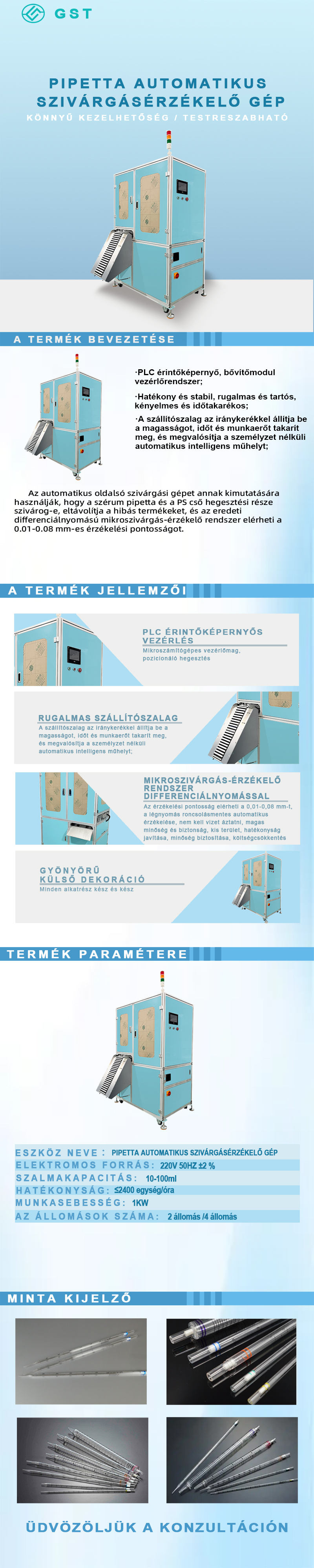 Automatizálási berendezések - Automatikus pipetta szivárgásérzékelő