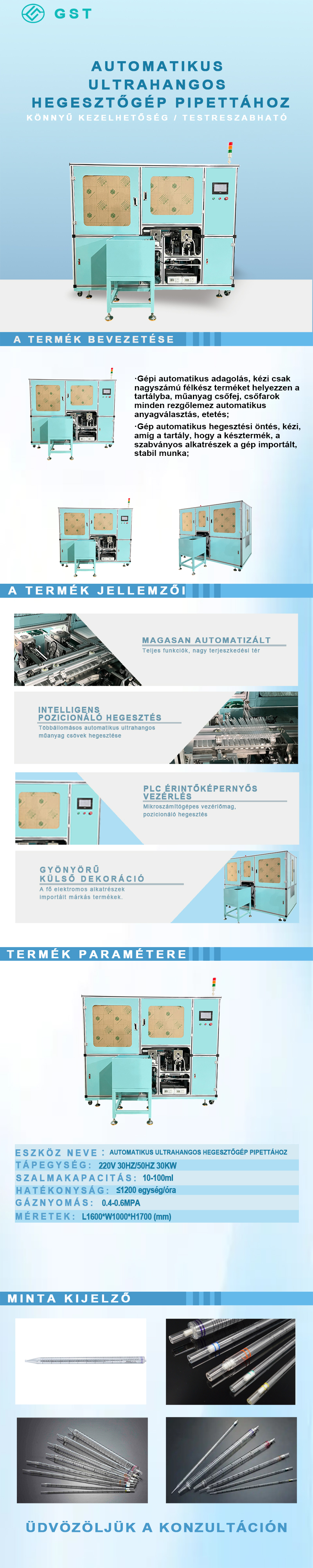 Automatizálási berendezések - Ultrahangos hegesztőgép pipettákhoz