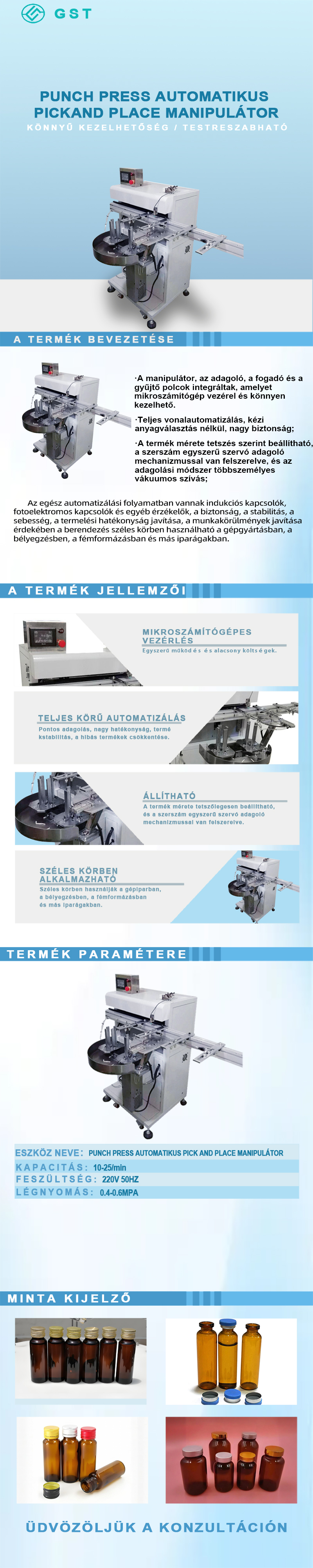 Automatizálási berendezések - Automatikus Pick & Place robotok lyukasztógépekhez