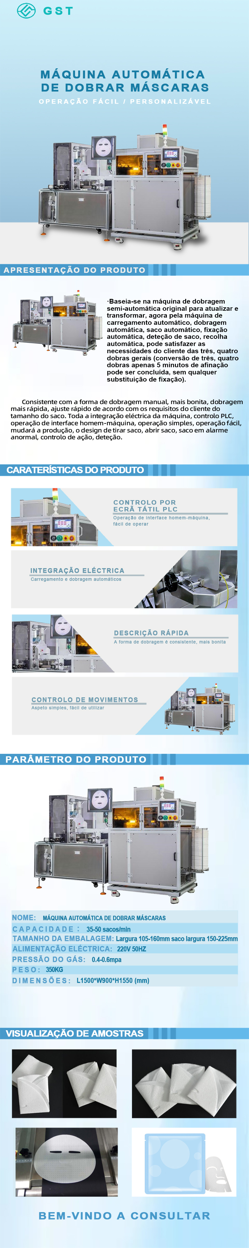 Equipamento de automação - Máquina de dobragem automática de máscaras faciais