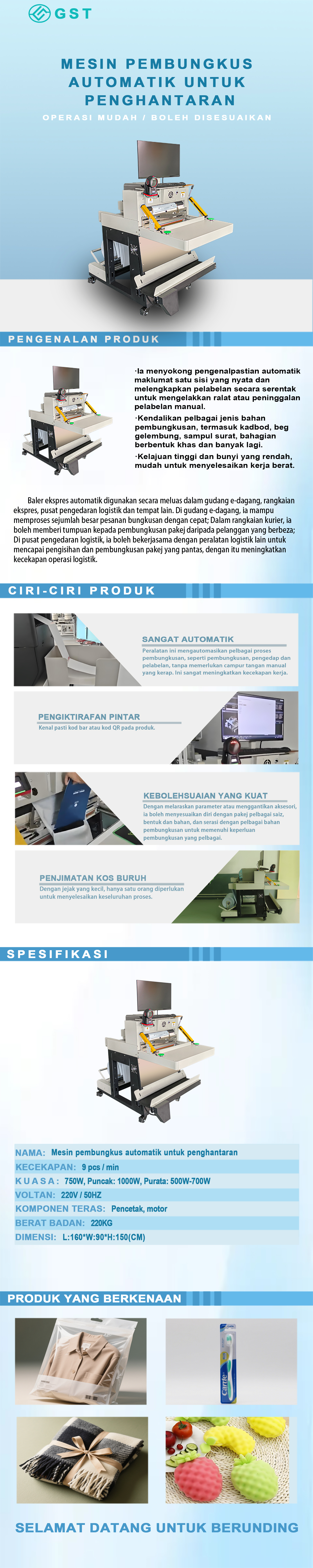 Mesin pembungkusan automatik-mesin pembungkusan automatik untuk penghantaran ekspres