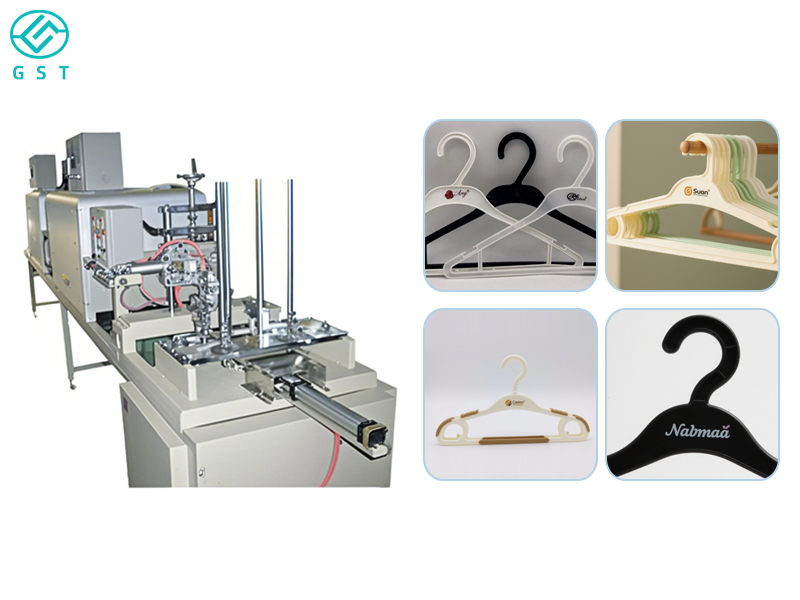 Automatic pad printing and hot stamping machine for hangers | Automatic equipment for hangers with LOGO pad printing and hot stamping