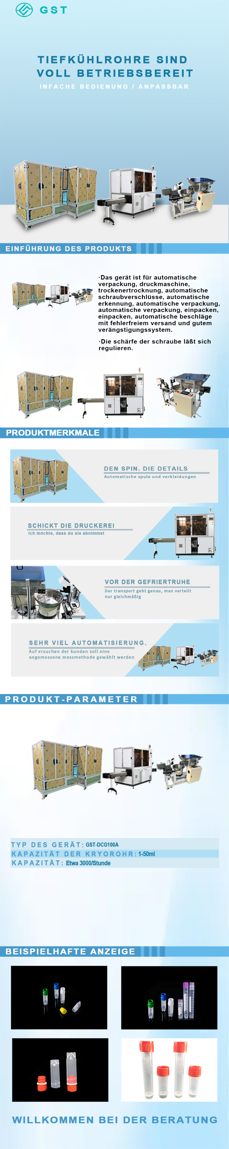 Automatische Produktionslinie für Gefrierrohre | Vollautomatische Montage- und Verpackungslösung für Gefrierrohre