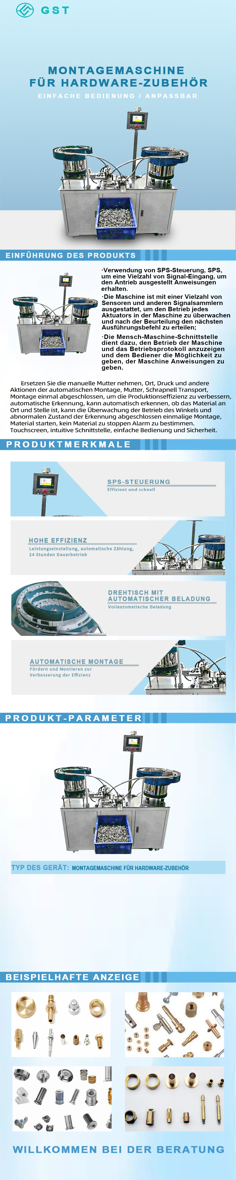Automatische Montageanlage für Hardware-Zubehör | Produktionslinie mit automatischer Schrauben- und Mutternzuführung und Anzugsprüfung
