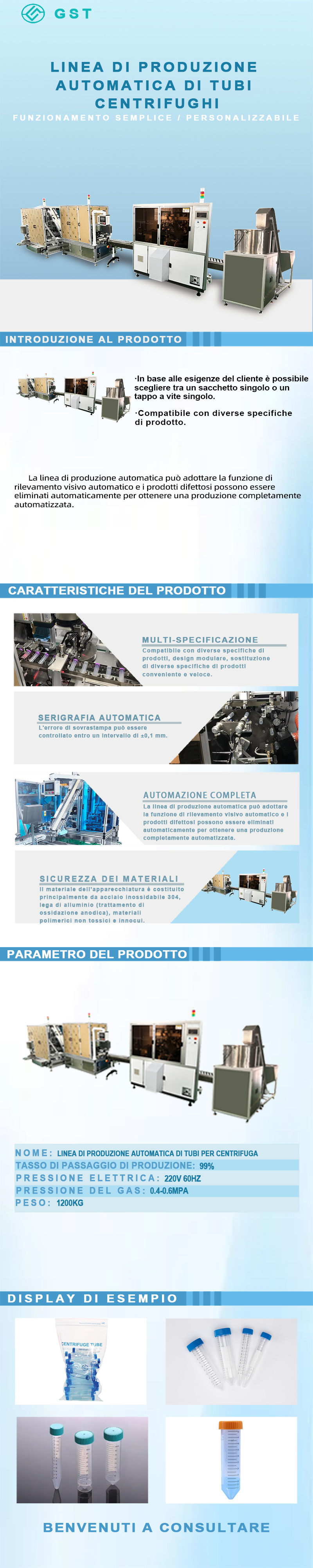 Attrezzatura per linee di produzione automatizzate di provette da centrifuga | Soluzioni di produzione automatizzate efficienti per materiali di consumo per laboratori biologici