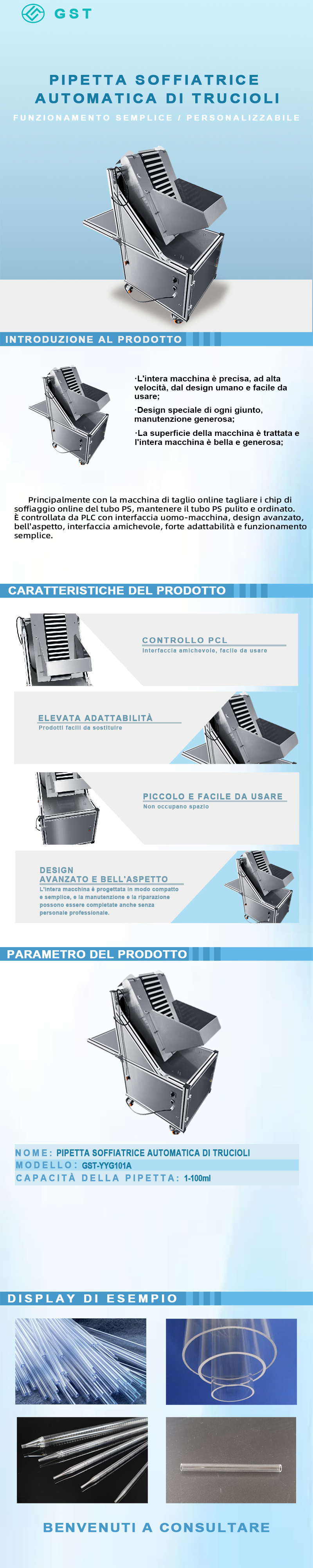 Soffiatore automatico di trucioli per pipette | Attrezzatura per la rimozione e la pulizia di trucioli interni ed esterni per pipette | Linea di produzione di materiali di consumo da laboratorio