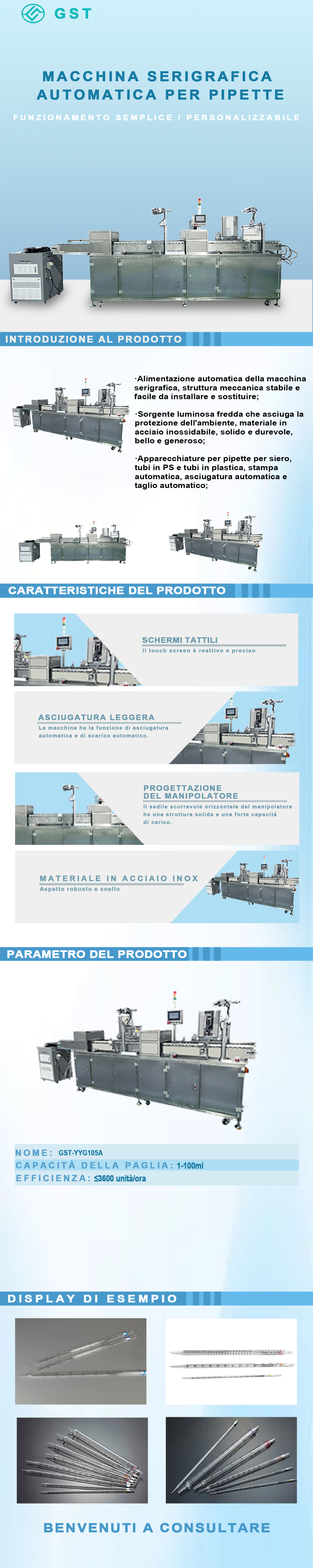 Stampante serigrafica automatica a due colori per pipette | Apparecchiatura per la stampa di superfici curve per materiali di consumo da laboratorio | Sistema di stampa serigrafica automatizzato ad al