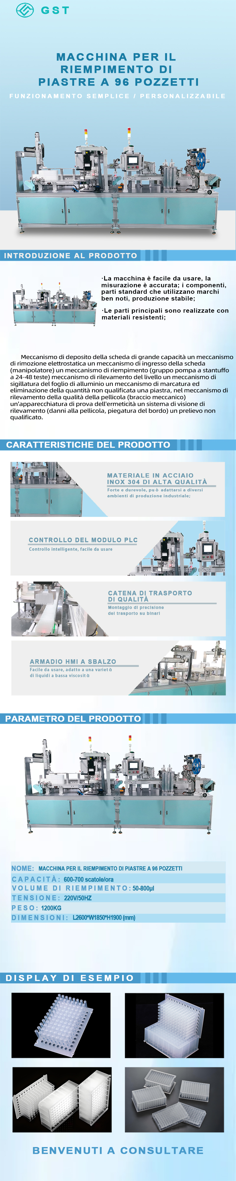 96 Macchine automatiche per il riempimento, la sigillatura e l'etichettatura di piastre a pozzetti profondi | Soluzione per linee di produzione di riempimento ed etichettatura automatiche di materiali