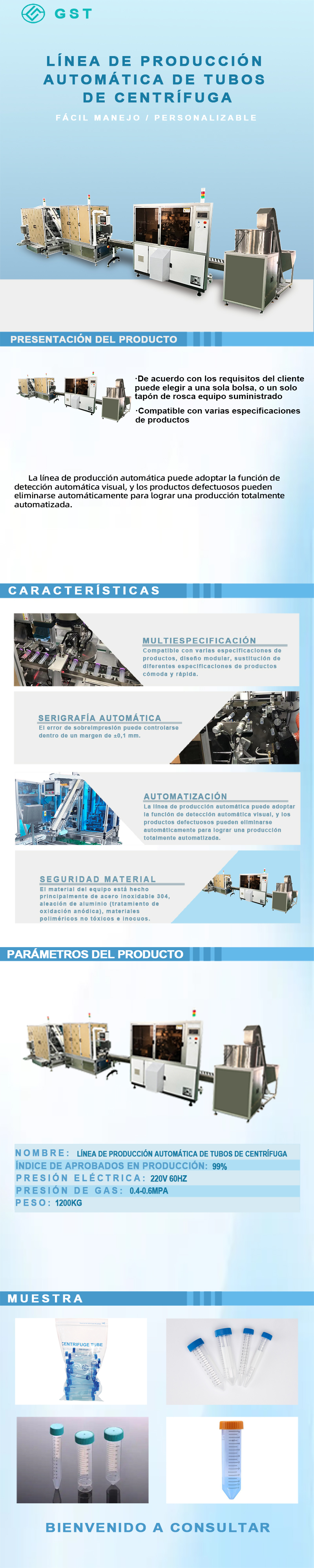 Equipos para líneas de producción automatizadas de tubos de centrífuga | Soluciones eficientes de producción automatizada para consumibles de laboratorio biológico