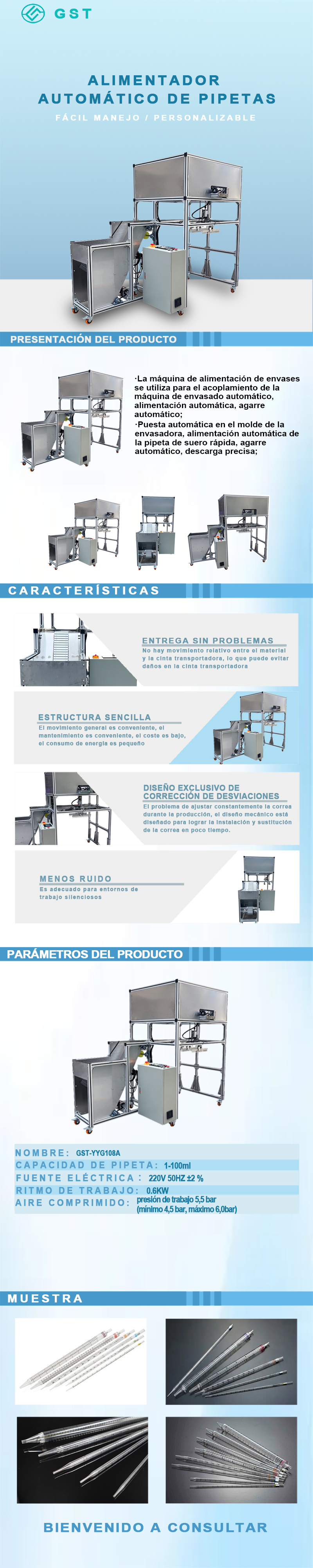 Cargador automático de pipetas | Sistema inteligente de alimentación de consumibles de laboratorio | Equipo de producción de pipetas totalmente automático
