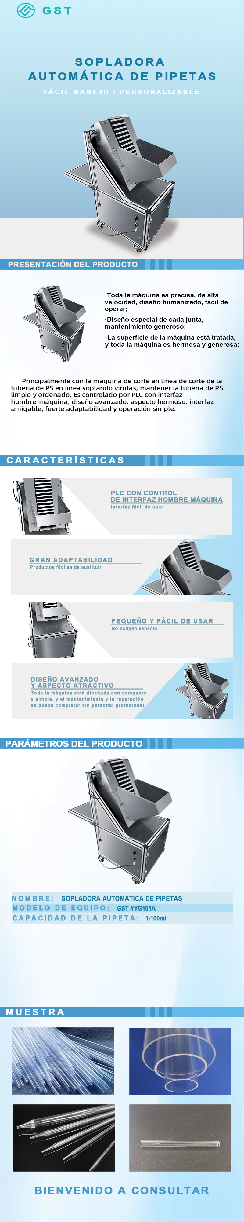 Soplador automático de virutas para pipetas | Equipo de extracción y limpieza de virutas internas y externas para pipetas | Línea de producción de consumibles de laboratorio