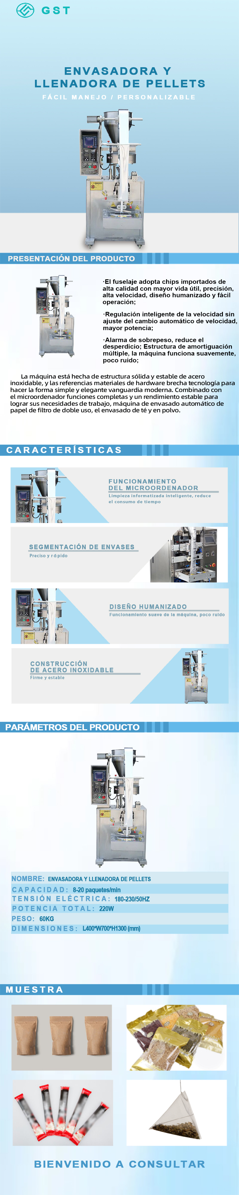 Llenadora automática de gránulos | Apta para materiales granulares alimentarios, farmacéuticos y químicos | Soluciones inteligentes para líneas de producción