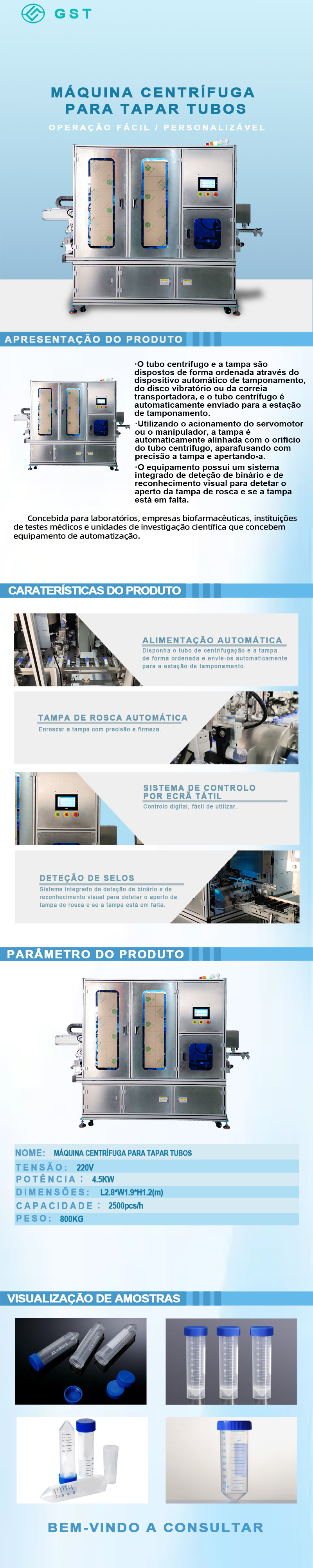 Máquina automática de fecho de tubos de centrífuga | Equipamento inteligente de fecho | Soluções de linha de produção totalmente automáticas para carregamento, posicionamento e fecho