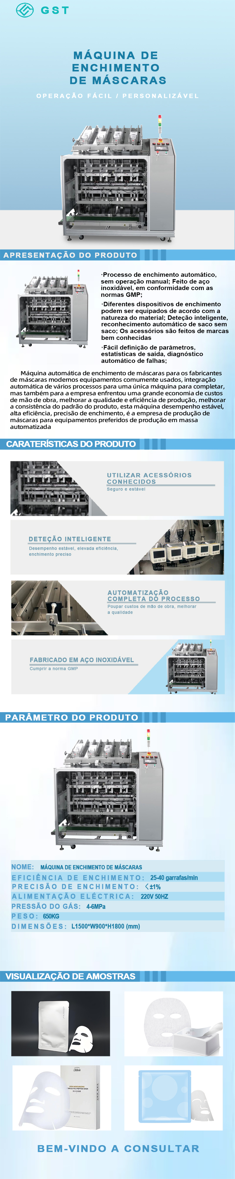Máquina automática de enchimento de máscaras faciais | Equipamento totalmente automático de enchimento e selagem de precisão | Soluções inteligentes para linhas de produção de cosméticos