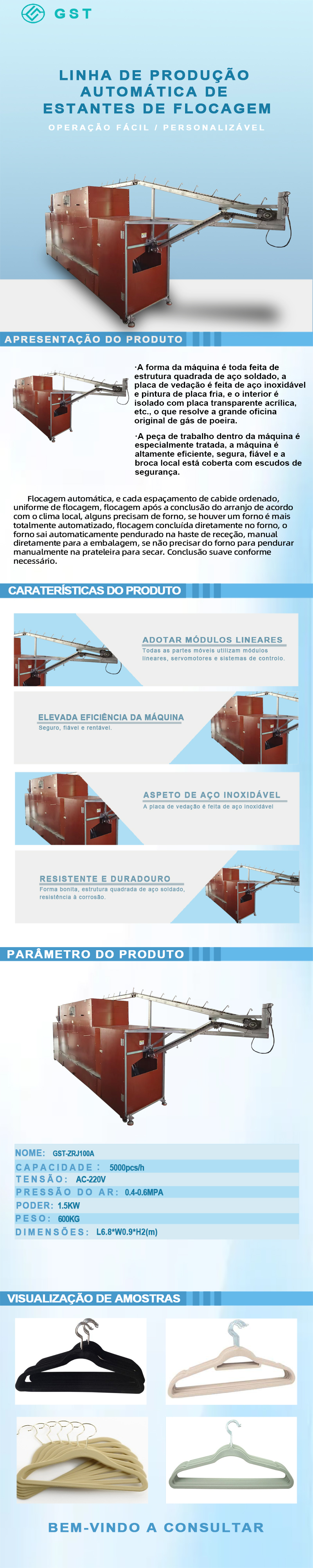 Equipamento de linha de produção totalmente automática para flocagem de cabides | Máquina automática de flocagem de cabides com controlo inteligente