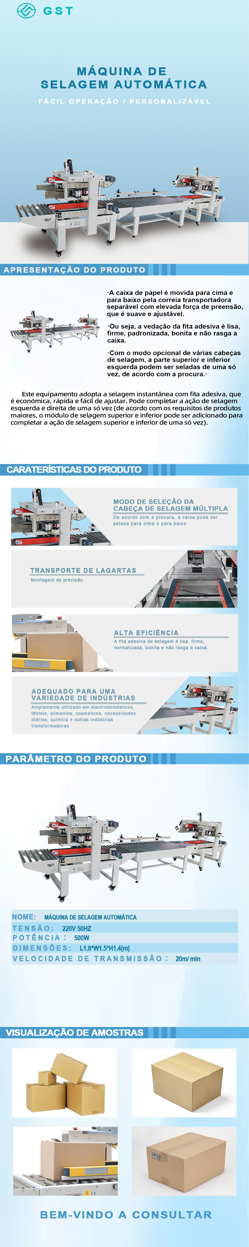 Máquina automática de selagem de caixas de cartão | Equipamento inteligente para selagem e acondicionamento de caixas de cartão | Equipamento de produção totalmente automático para selagem superior e 
