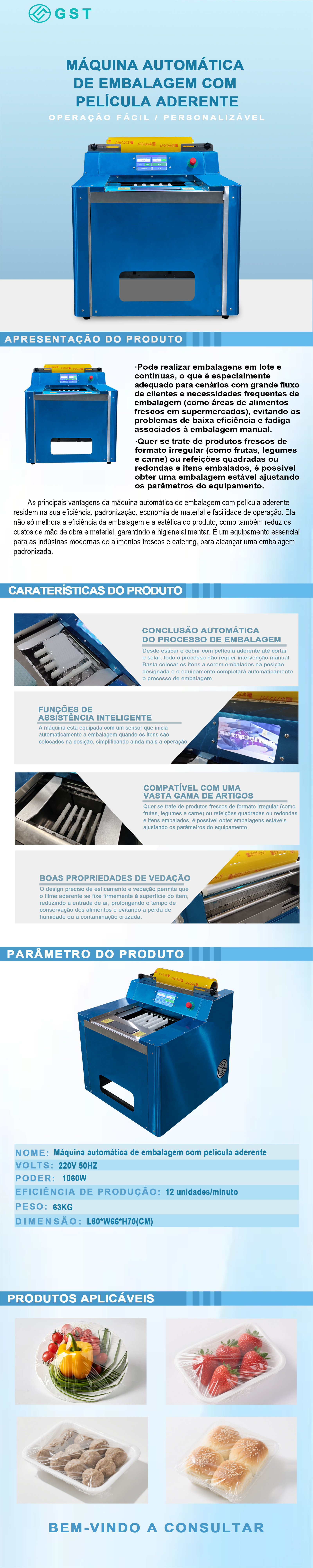 Máquina de embalagem automática com filme plástico | Máquina automática de embalagem de alimentos com filme plástico | Equipamento para embalagem de alimentos frescos na indústria alimentar