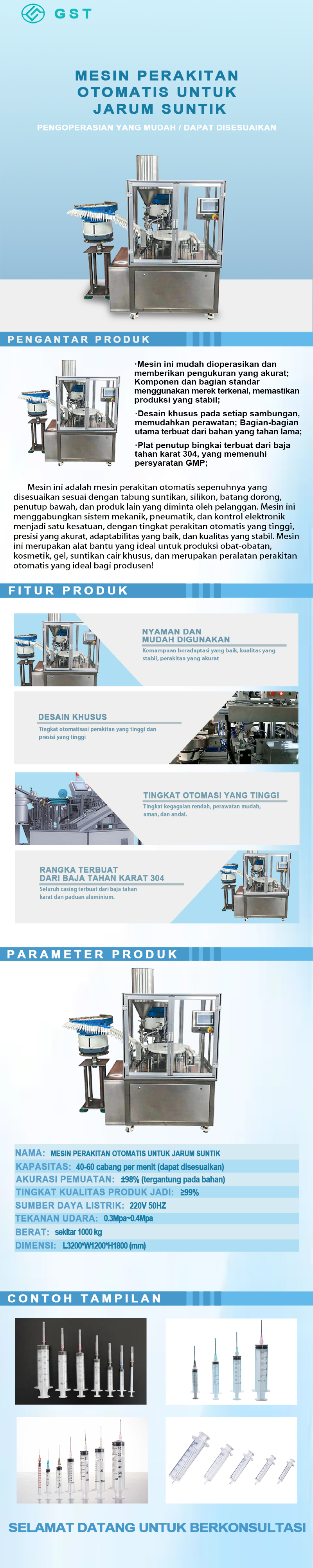 Mesin Perakitan Jarum Suntik Sekali Pakai Otomatis | Jalur Perakitan Otomatis Sepenuhnya yang Cerdas dan Efisien untuk Jarum Suntik Sekali Pakai Medis