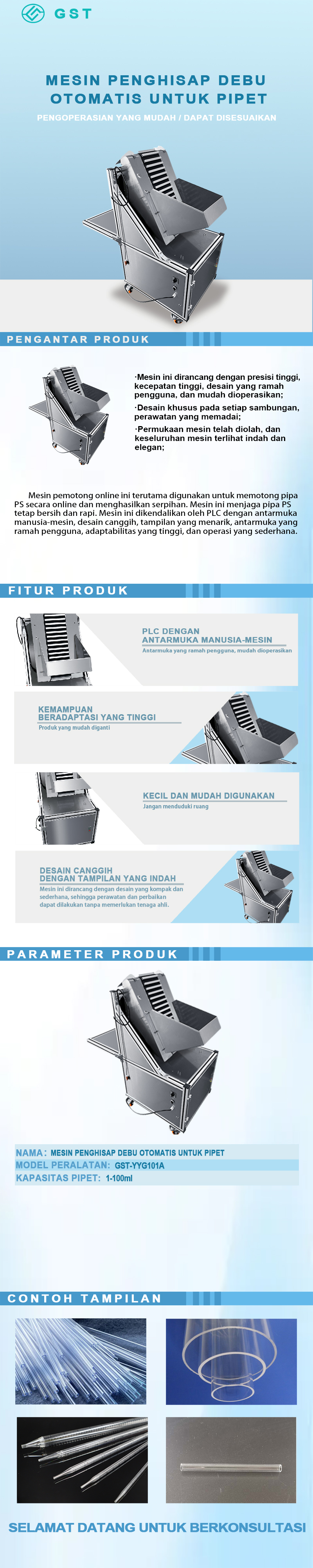 Mesin peniup chip pipet otomatis | Peralatan pembersih dan penghilang chip internal dan eksternal pipet | Lini produksi bahan habis pakai laboratorium