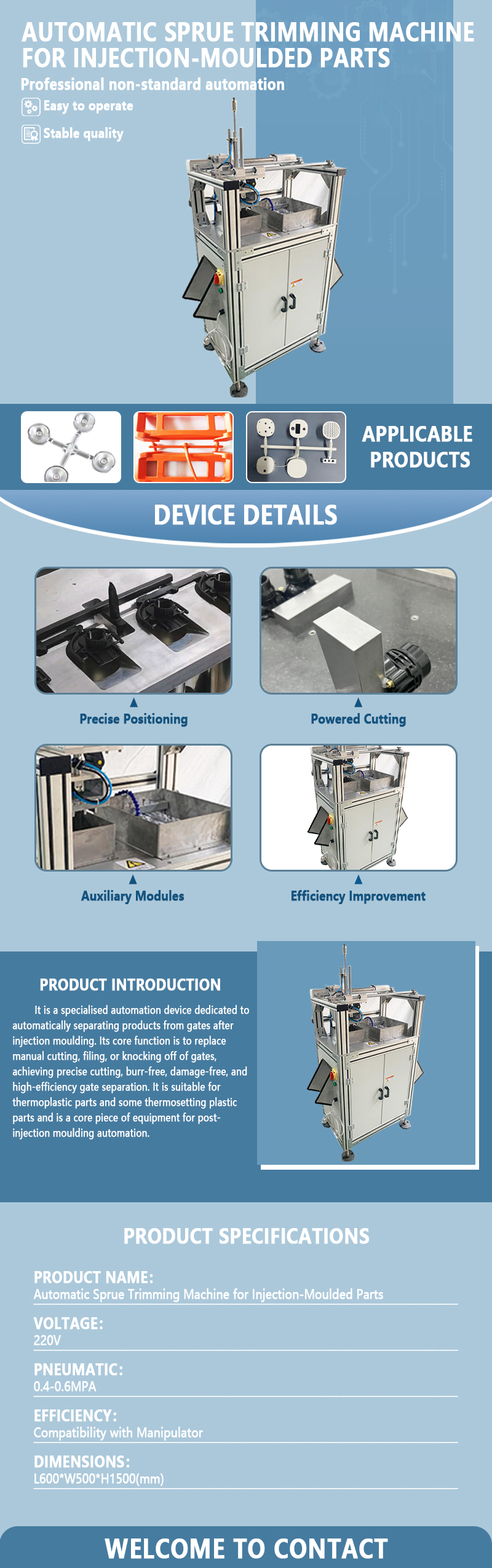 Automatic Sprue/Gate Cutting Machine for Injection Molded Parts | Fully Automatic Plastic Part Gate Cutting and Trimming Equipment | Customization Available Automatic Sprue/Gate Cutting Machine for Injection Molded Parts | Fully Automatic Plastic Part Gate Cutting and Trimming Equipment | Customization Available