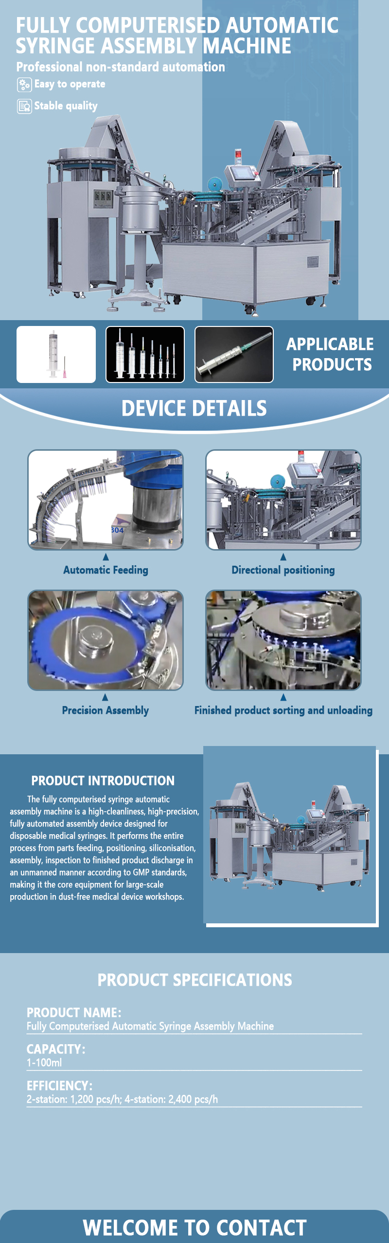 Fully automatic computer-controlled syringe assembly machine | Automatic feeding and assembly equipment for disposable syringes | Customizable Fully automatic computer-controlled syringe assembly machine | Automatic feeding and assembly equipment for disposable syringes | Customizable